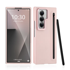 SOKAD - 全城熱賣 - 適用於三星 Galaxy Z Fold7 手機殼 自帶手寫筆,鋼化膜和支架 酒紅色