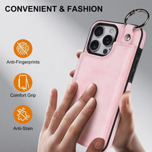將圖片載入圖庫檢視器 SOKAD - SOKAD - 全城熱賣 - 適用於iPhone 16 Pro Max 錢包手機殼 PU皮革插卡支架保護套 粉色