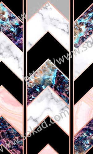 Shiny Rose Gold Geometric Marble
