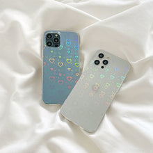 將圖片載入圖庫檢視器 Women Girls Clear Laser Heart Holographic Phone Case Glitter Cute Shockproof Cover for iPhone 14 13 12 11 Pro XR Xs Max 8P