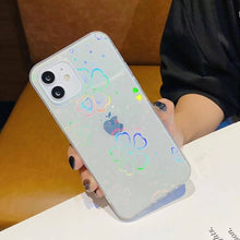 將圖片載入圖庫檢視器 Women Girls Clear Laser Heart Holographic Phone Case Glitter Cute Shockproof Cover for iPhone 14 13 12 11 Pro XR Xs Max 8P