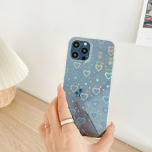 將圖片載入圖庫檢視器 Women Girls Clear Laser Heart Holographic Phone Case Glitter Cute Shockproof Cover for iPhone 14 13 12 11 Pro XR Xs Max 8P