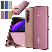 將圖片載入圖庫檢視器 Z Fold 4 3 5G Funda Flip Case For Samsung Galaxy Z Fold 2 W21 Mirror Clear View PU Leather Shell Phone Case Cover W22 Capa