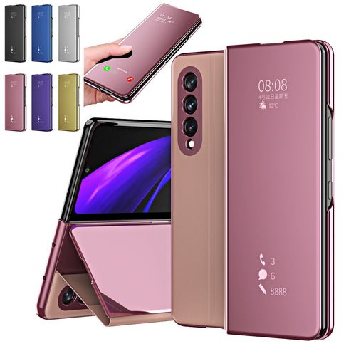 Z Fold 4 3 5G Funda Flip Case For Samsung Galaxy Z Fold 2 W21 Mirror Clear View PU Leather Shell Phone Case Cover W22 Capa