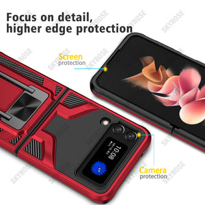 Z Flip3 5G Armor Shockproof Bracket Case for Samsung galaxy Z Flip 4 3 Case For Samsung Z Flip 3 Magnet Car Holder stand Cover