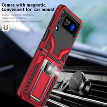 將圖片載入圖庫檢視器 Z Flip3 5G Armor Shockproof Bracket Case for Samsung galaxy Z Flip 4 3 Case For Samsung Z Flip 3 Magnet Car Holder stand Cover