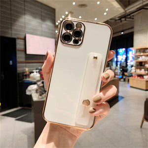 Wrist Strap Plating Phone Case For Samsung Galaxy S22 S21 S20 FE S10 S8 S9 Note 8 9 10 20 Ultra Plus Lite Silicone Soft Cover