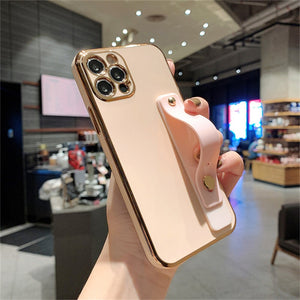 Wrist Strap Plating Phone Case For Samsung Galaxy S22 S21 S20 FE S10 S8 S9 Note 8 9 10 20 Ultra Plus Lite Silicone Soft Cover