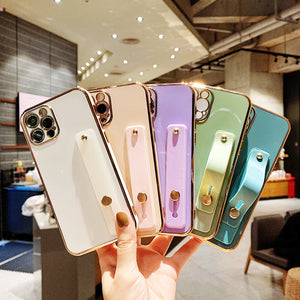 Wrist Strap Plating Phone Case For Samsung Galaxy S22 S21 S20 FE S10 S8 S9 Note 8 9 10 20 Ultra Plus Lite Silicone Soft Cover