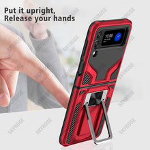 將圖片載入圖庫檢視器 Z Flip3 5G Armor Shockproof Bracket Case for Samsung galaxy Z Flip 4 3 Case For Samsung Z Flip 3 Magnet Car Holder stand Cover