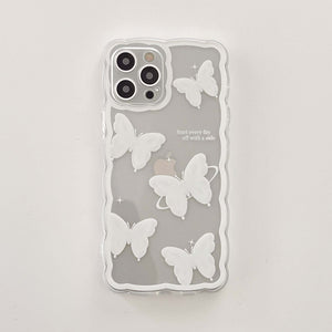 White butterfly cute ins jane silicone soft phone case for iphone 8 7 plus xr xsmax x 12 13 11 pro max back shell capa