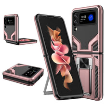 將圖片載入圖庫檢視器 Z Flip3 5G Armor Shockproof Bracket Case for Samsung galaxy Z Flip 4 3 Case For Samsung Z Flip 3 Magnet Car Holder stand Cover